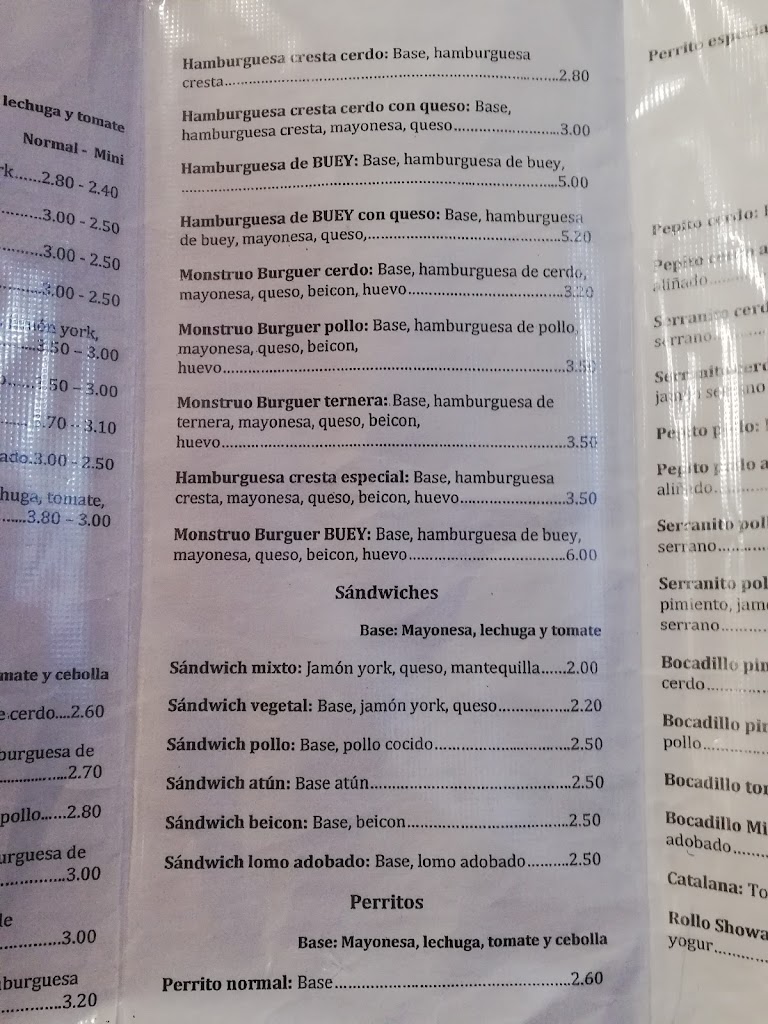 Hamburgueseria Cynthia — Carta