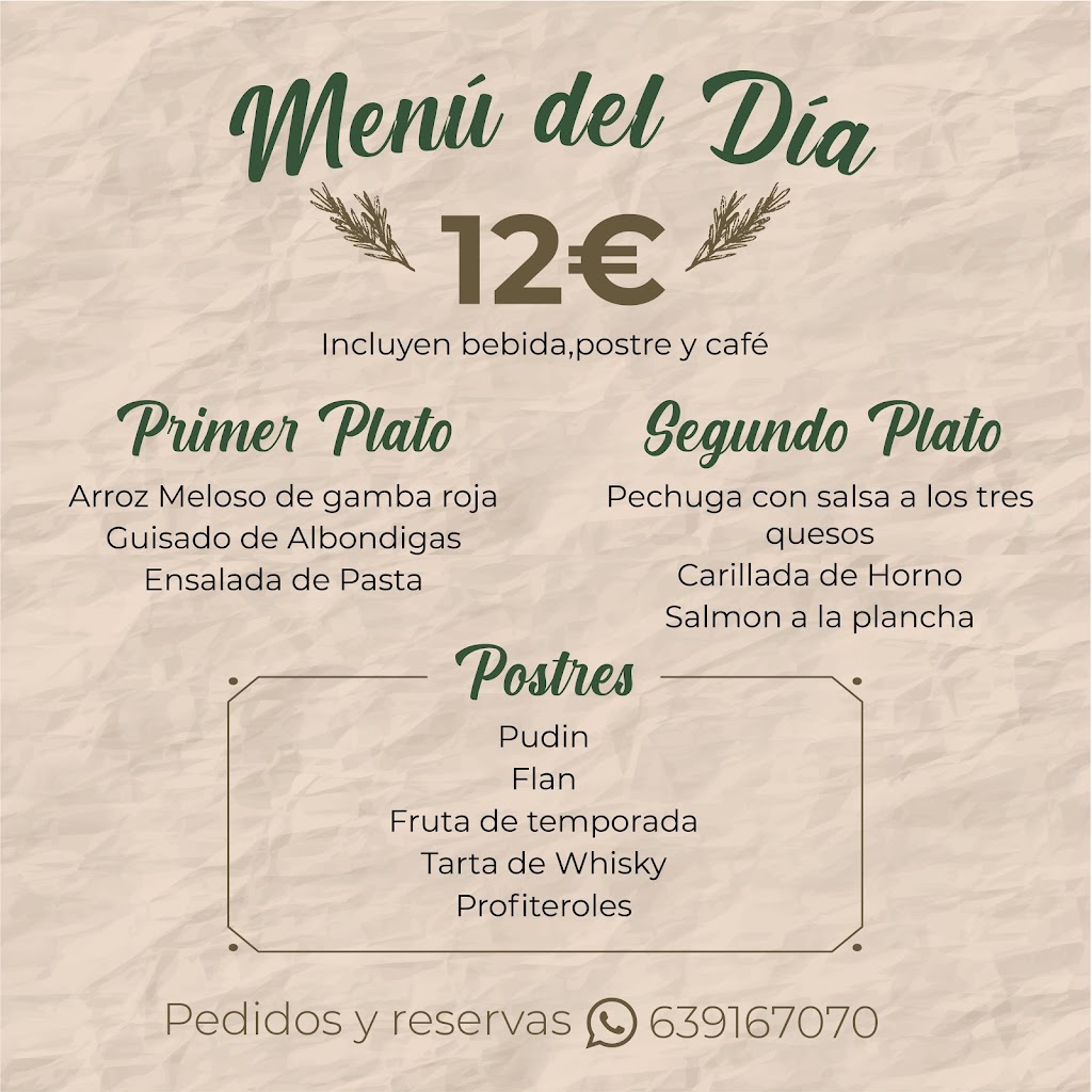 Cafeteria Restaurante El Bosque — Carta