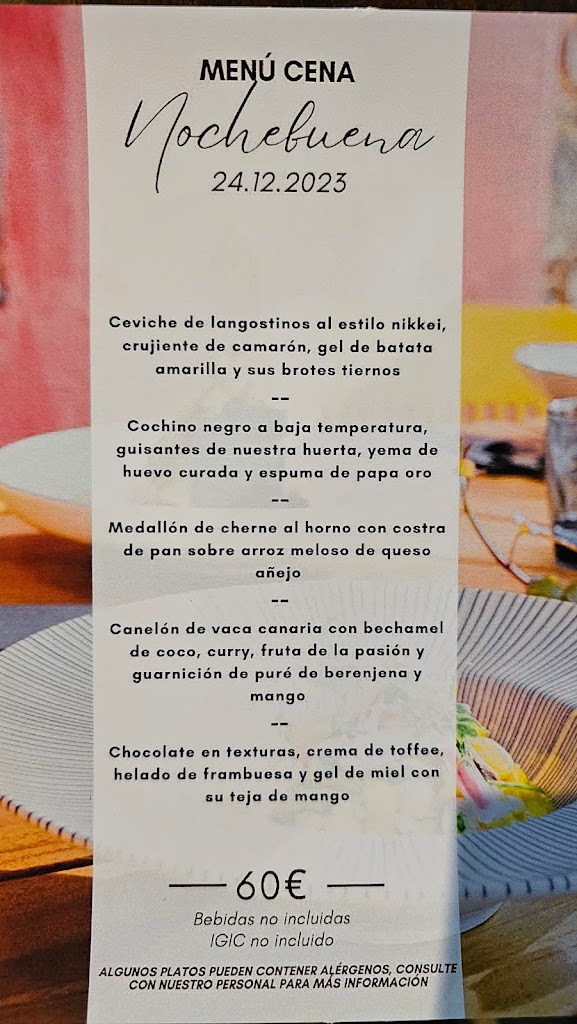 Restaurante Xarko Casa del Vino — Carta