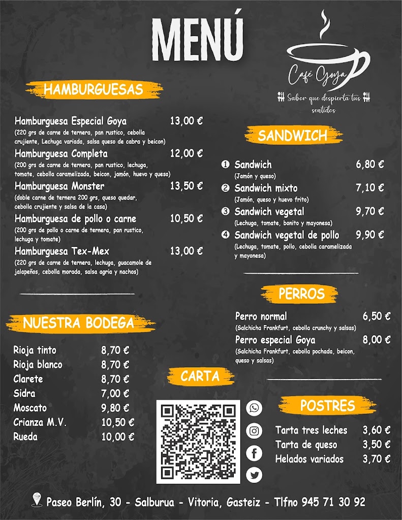 Cafe Goya — Carta