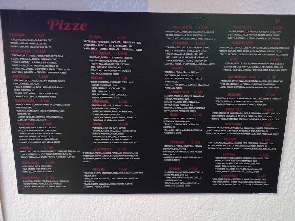 Pizzeria Fuoco&Pizza — Carta
