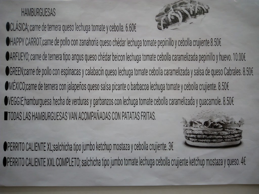 Bar El Arfueyo — Carta