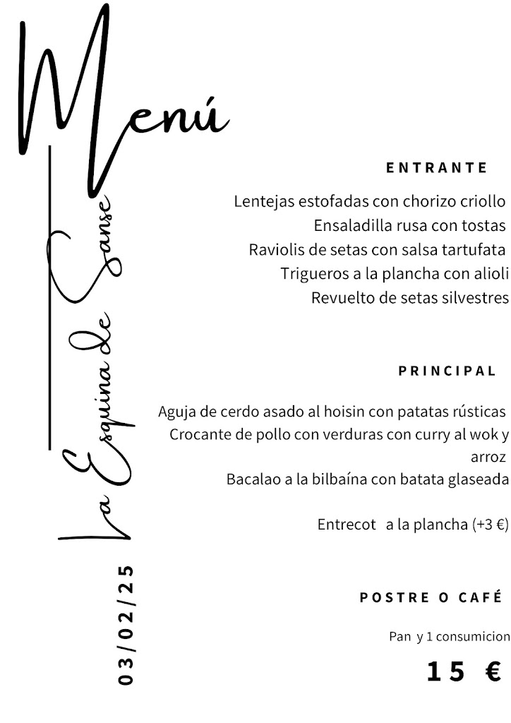 Restaurante La terrace de la Vega — Carta