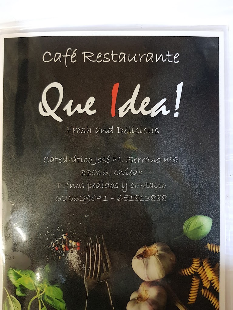 Cafe Restaurante Que Idea — Carta
