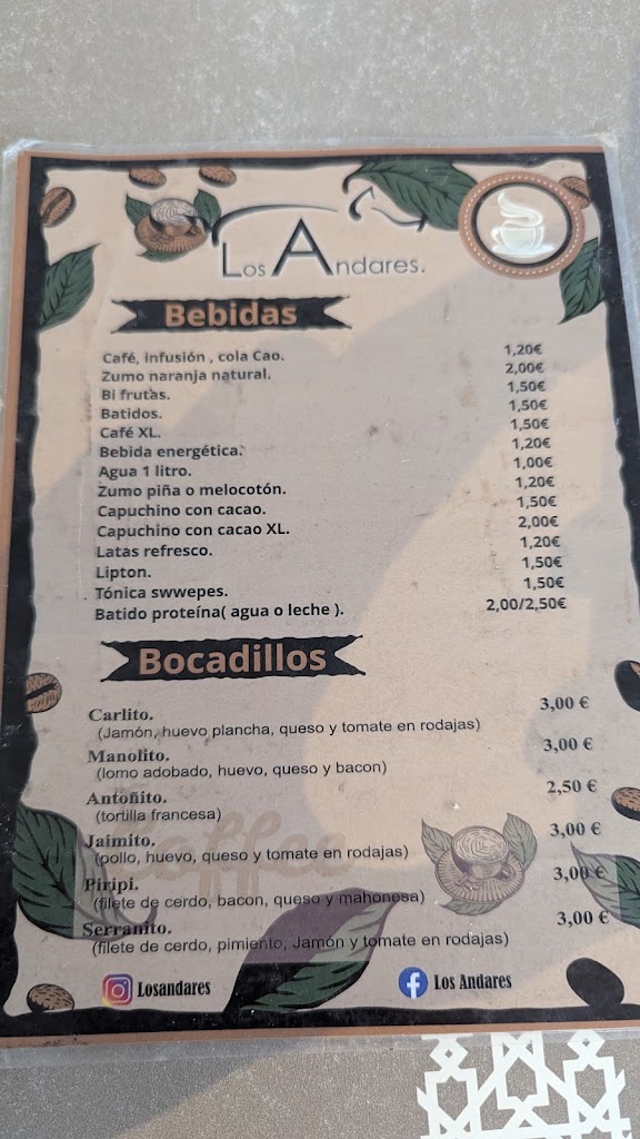 Cafe OKEYMAS Las Salinas — Carta
