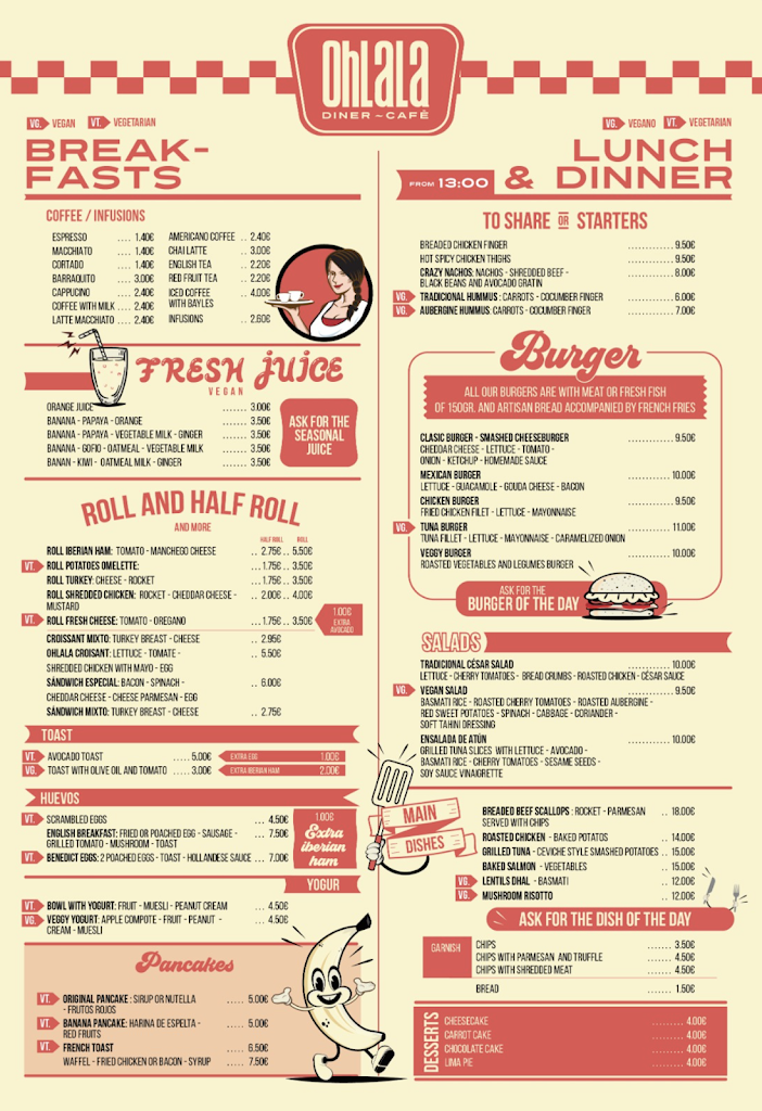 Ohlala Diner — Carta