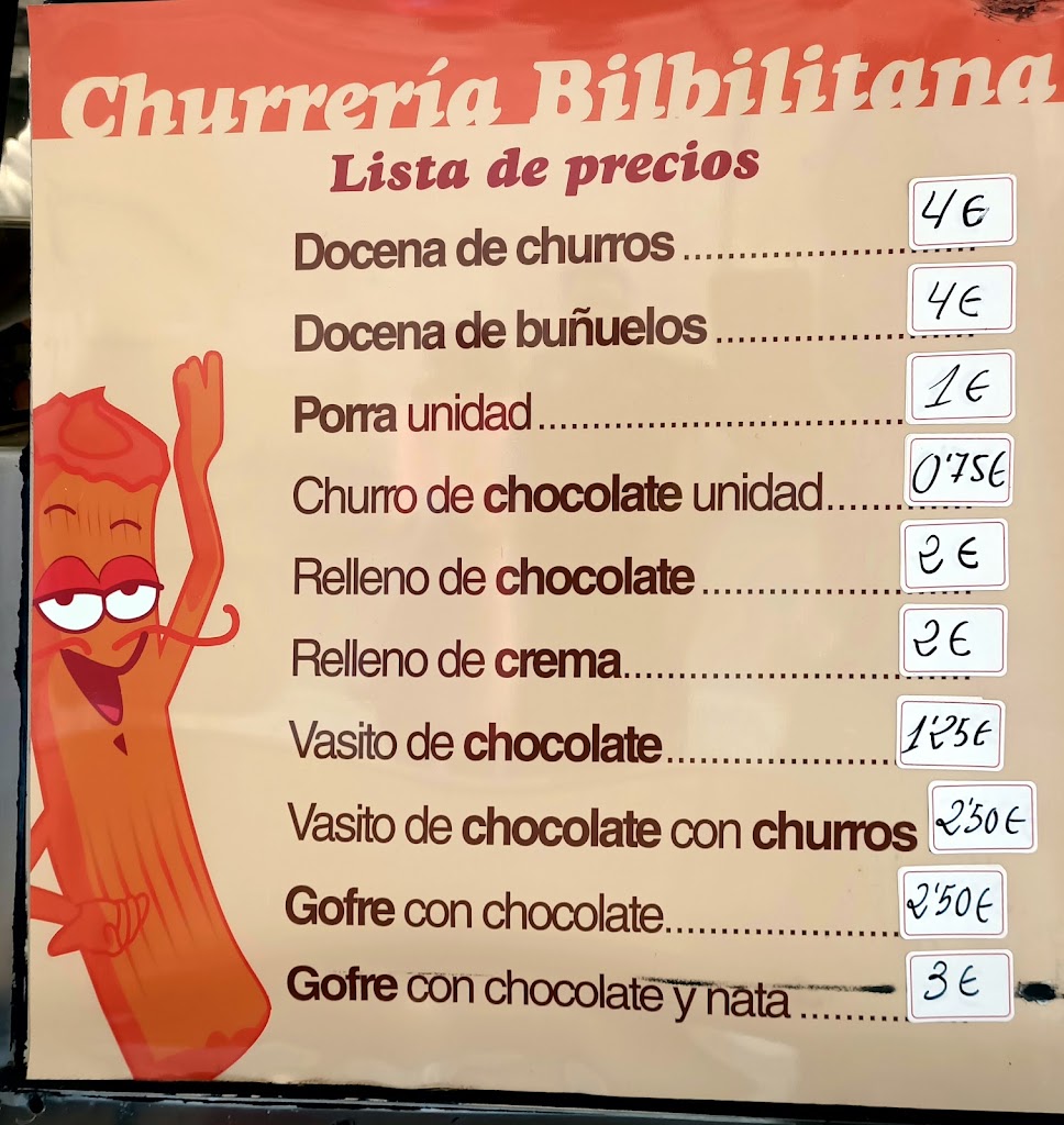 Churreria Bilbilitana — Carta