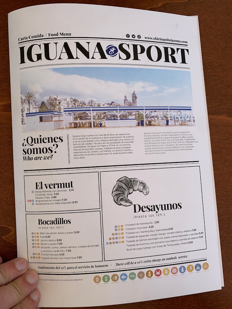 Chiringuito Iguana Sitges — Carta