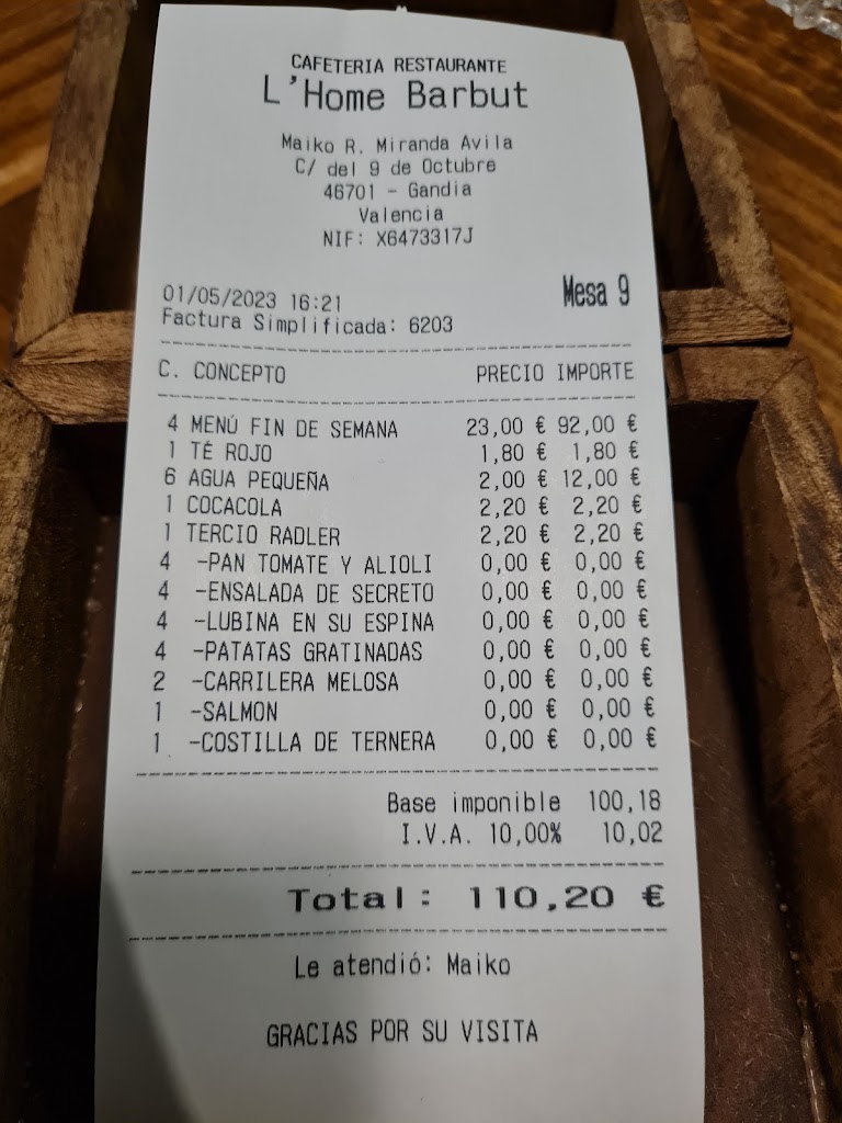 L'home Barbut Gastroespai — Carta