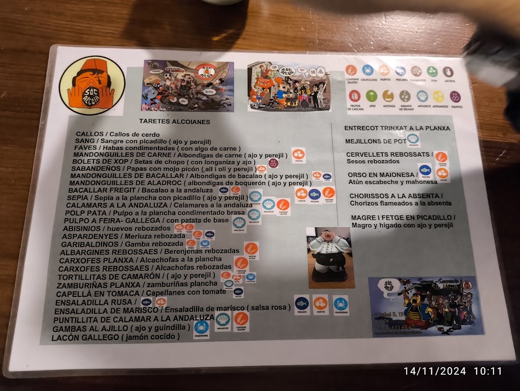 Bar Soc Alcoia — Carta
