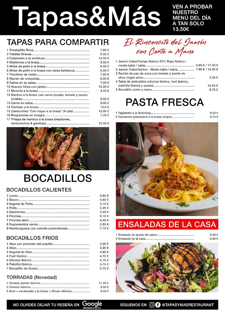 Tapas & Mas Restaurant — Carta