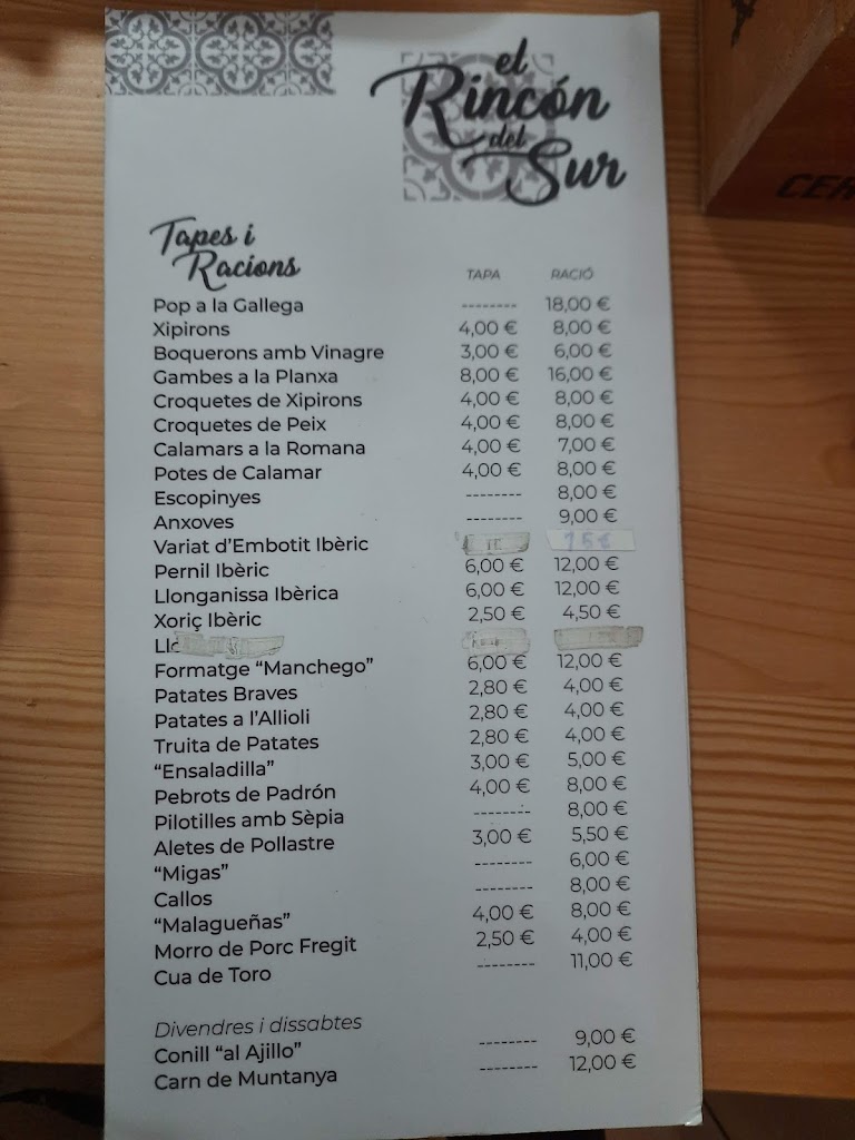 El rincon del sur — Carta