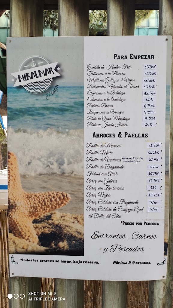 Bar Restaurante Miralmar — Carta