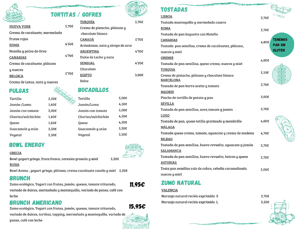 Anaquel Gourmet Coffee & Brunch — Carta