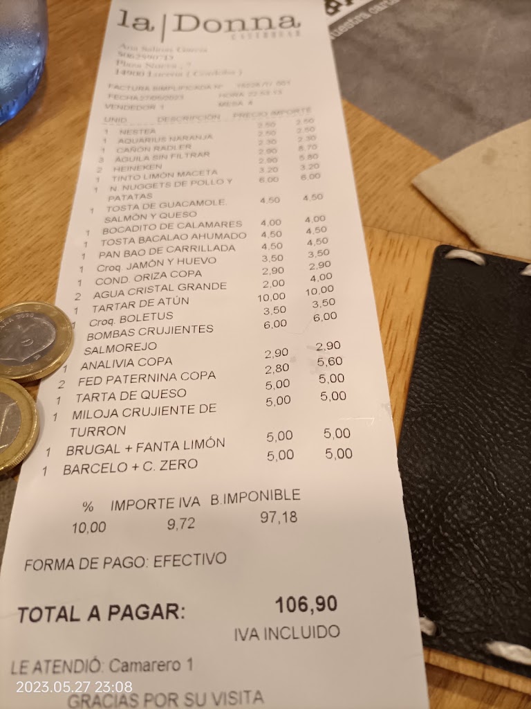 La Donna Gastrobar — Carta