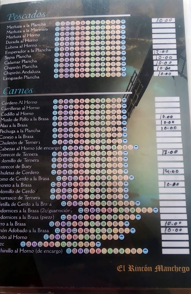 Restaurante Rincon Manchego — Carta