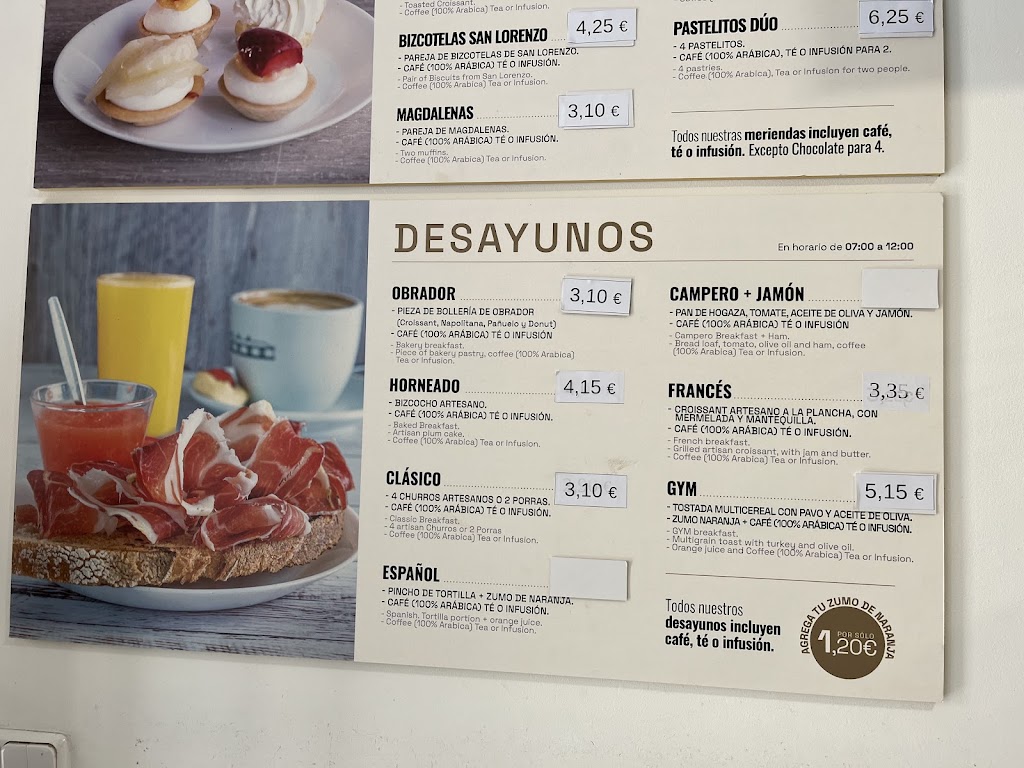 Cafeteria PACO PASTEL - La Plaza — Carta