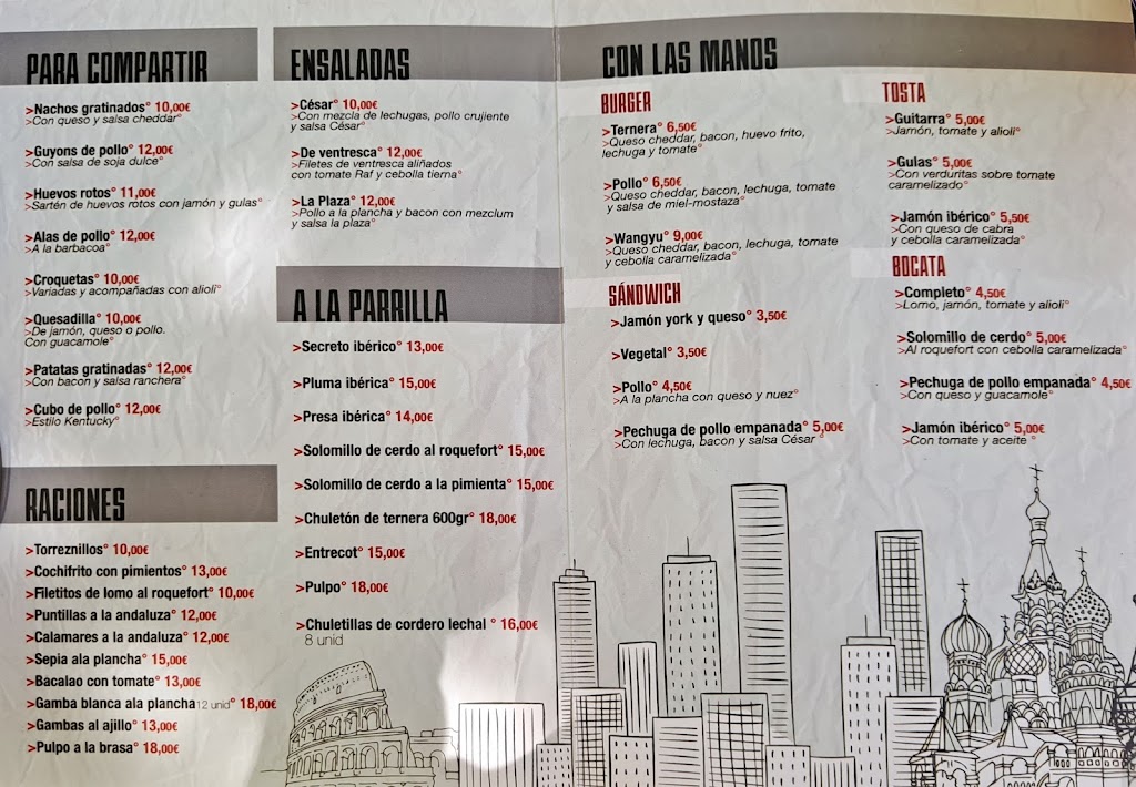 Lounge Bar La Plaza Restaurant — Carta