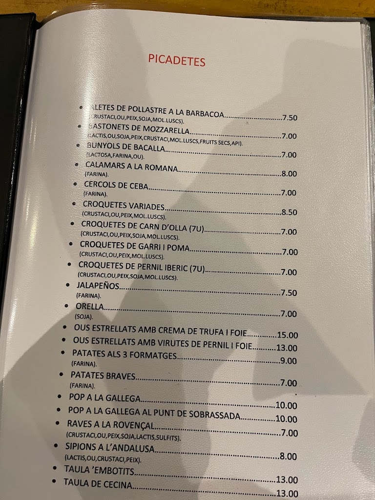 Bar restaurant 22 (Fontic) — Carta