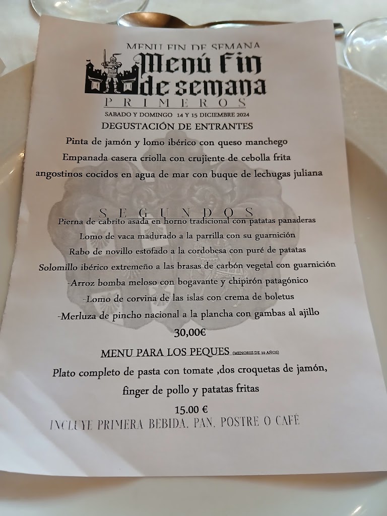 Restaurante la Corte — Carta