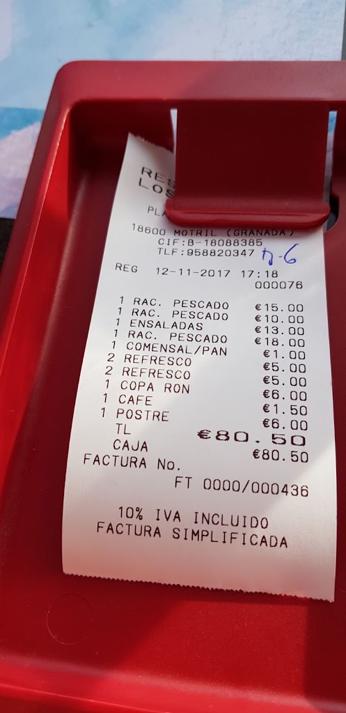 Restaurante Los Moriscos — Carta