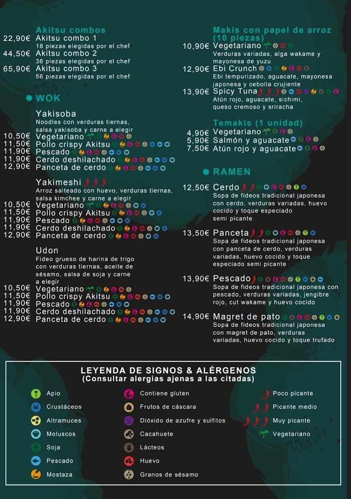 Restaurante Akitsu Shima — Carta