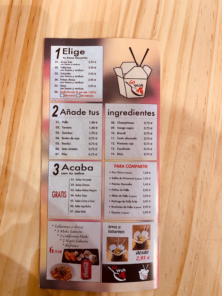 Restaurante GoWok — Carta