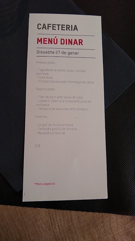 Cafeteria - Restaurante del Seminari de Vic — Carta