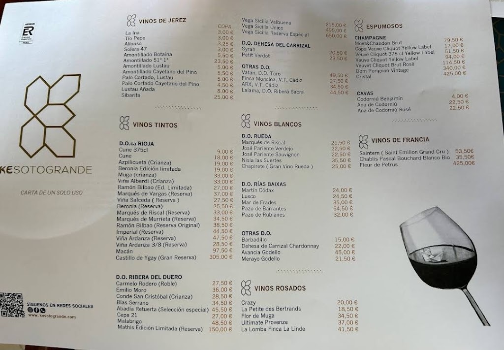 Restaurante KE Sotogrande — Carta