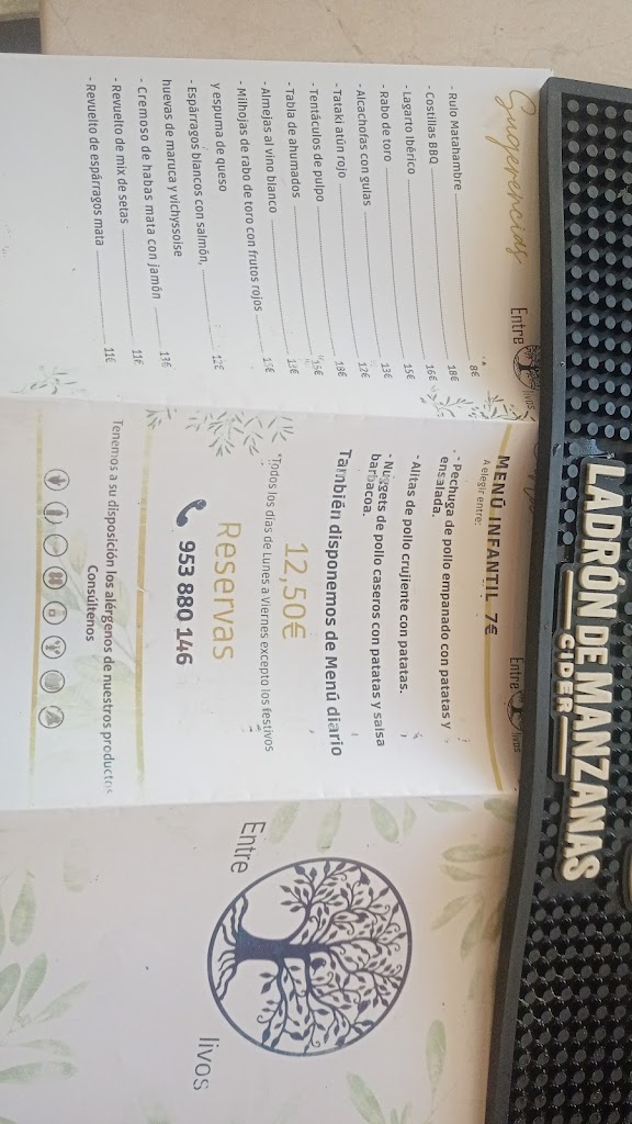 Restaurante Entre Olivos — Carta