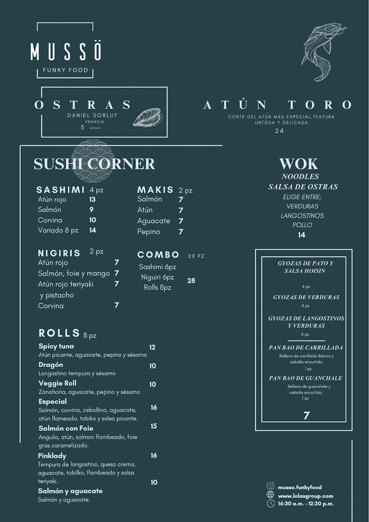 Restaurante Musso Funky Food — Carta