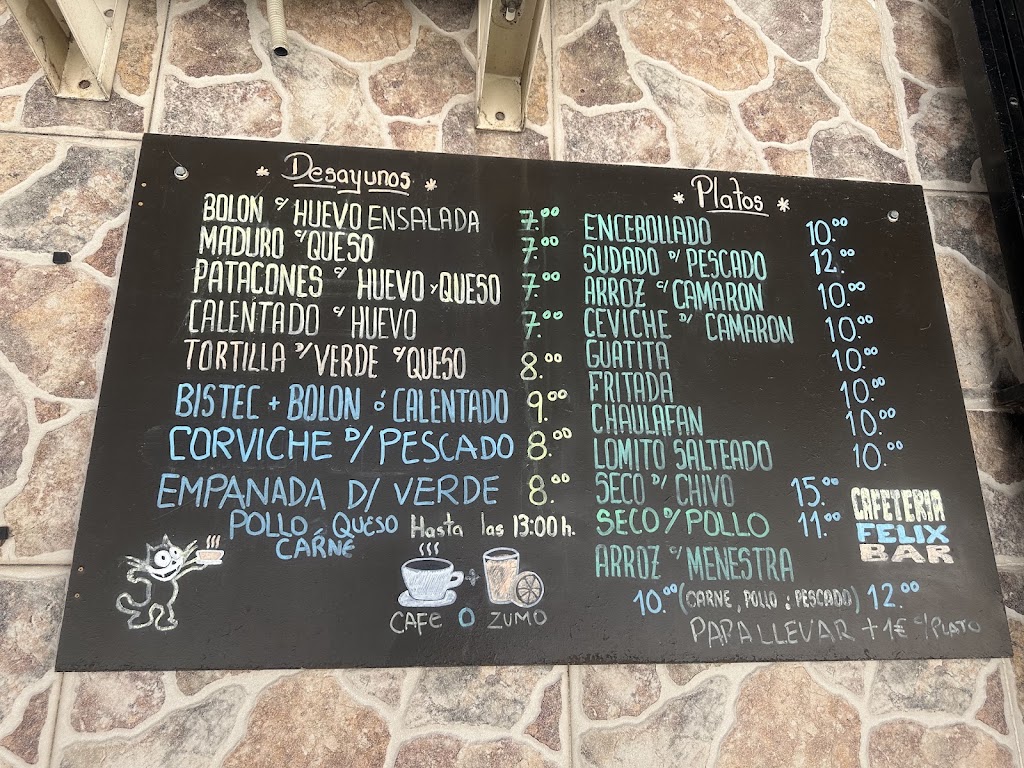 Bar Cafeteria Felix - Comida Ecuatoriana — Carta