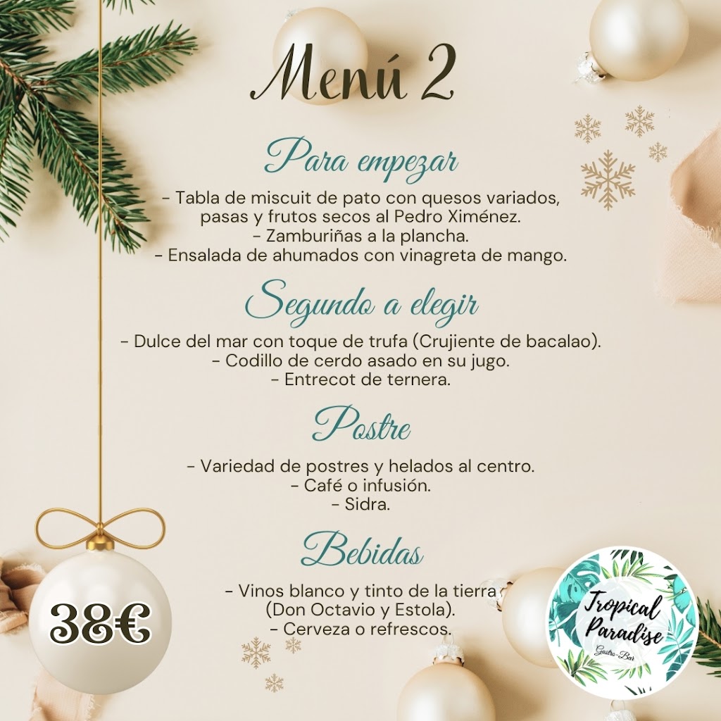 Tropical Paradise Gastro-Bar-Discoteca — Carta