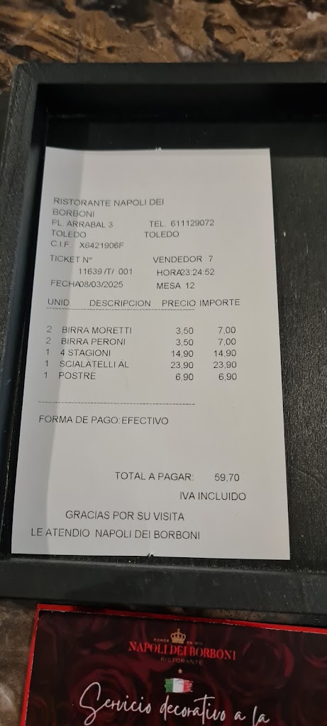 Ristorante napoli dei Borboni Toledo — Carta