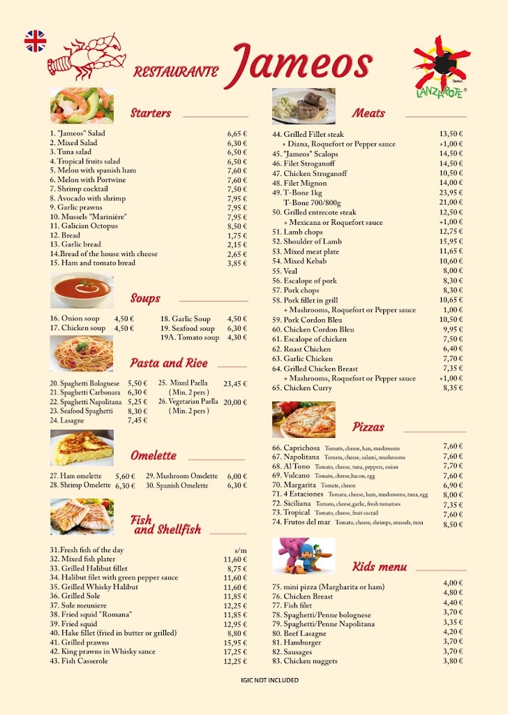 El Jameo Restaurante — Carta