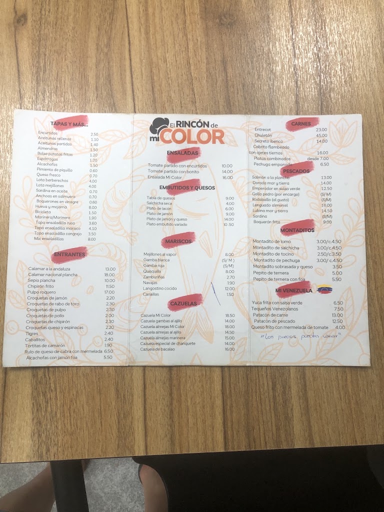 El Rincon de mi Color — Carta