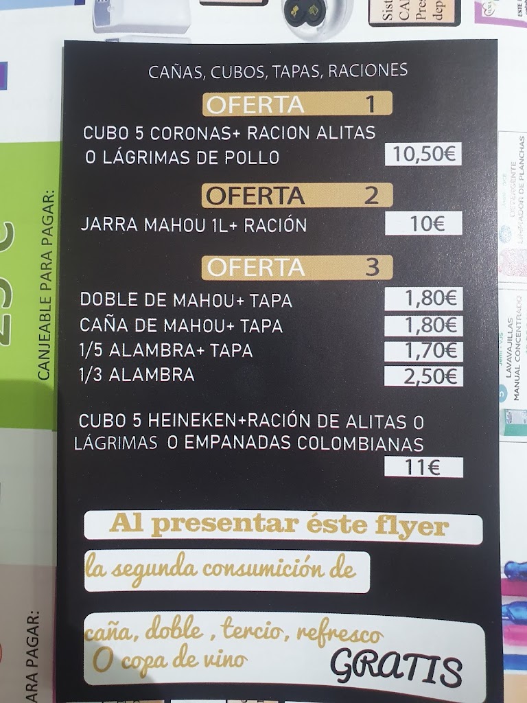 Bar taperia no les digas — Carta