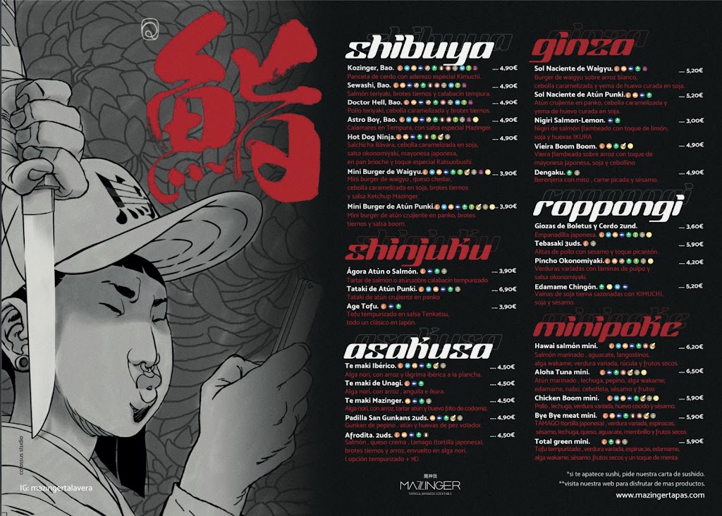 Mazinger Tapas & Japanese Cocktails — Carta