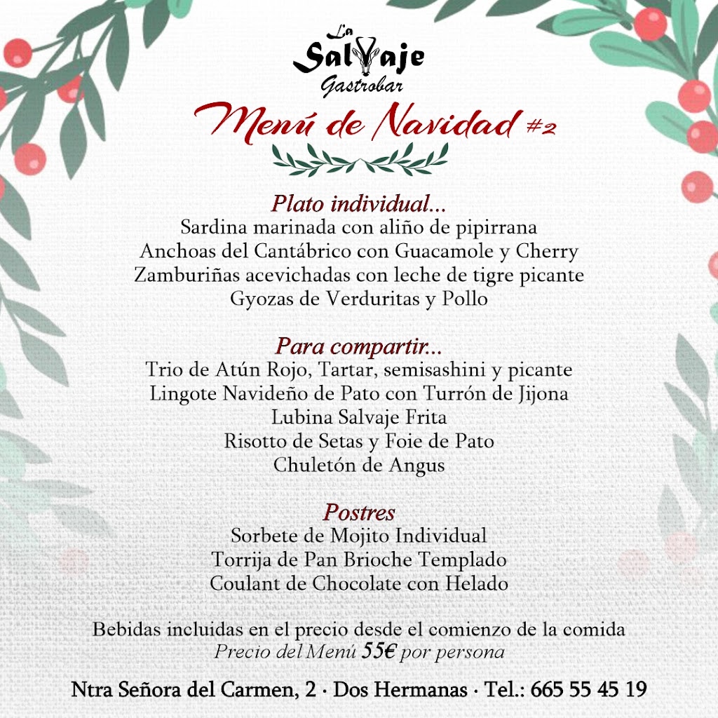Restaurante La Salvaje Gastrobar — Carta