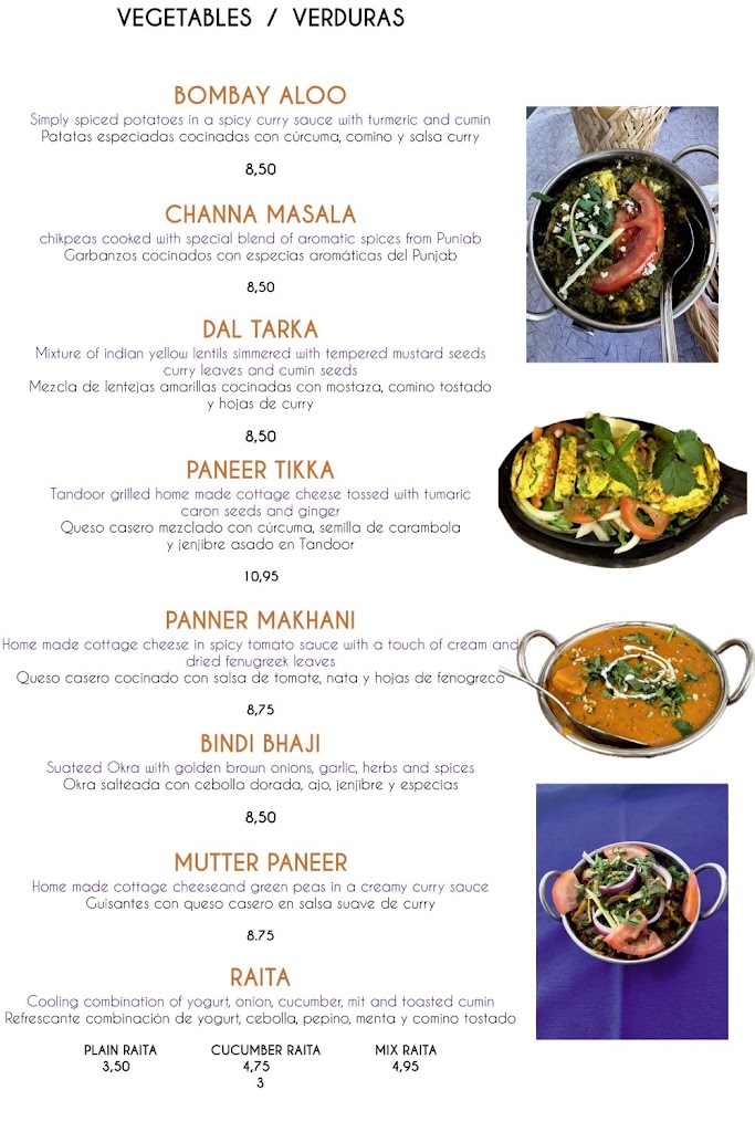 Shan Indian Restaurant Fuengirola — Carta