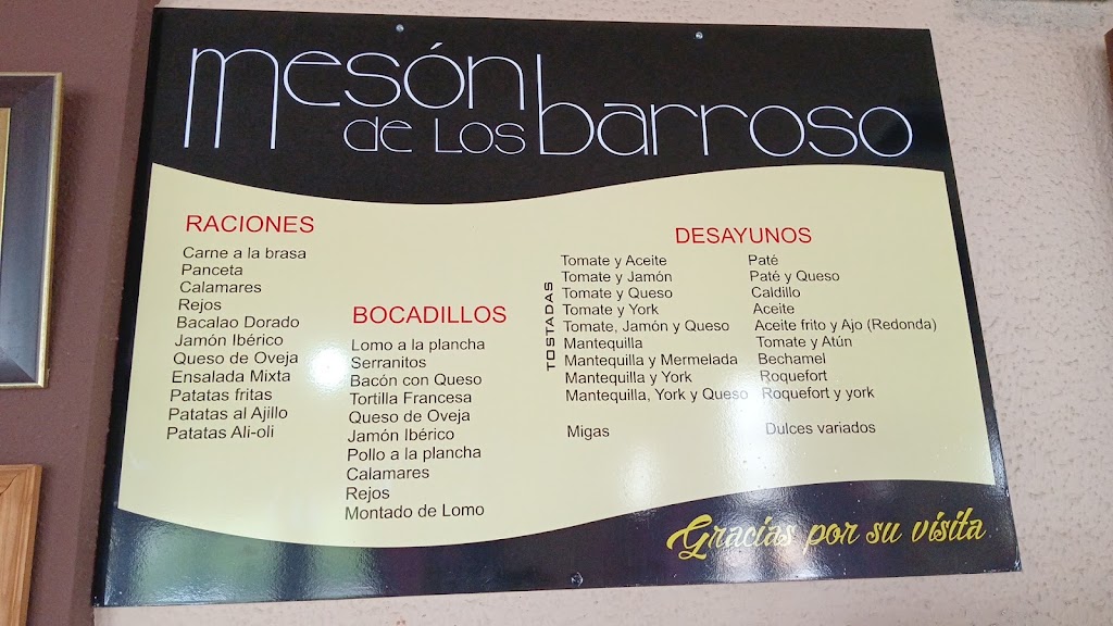 Restaurante Meson Barroso — Carta