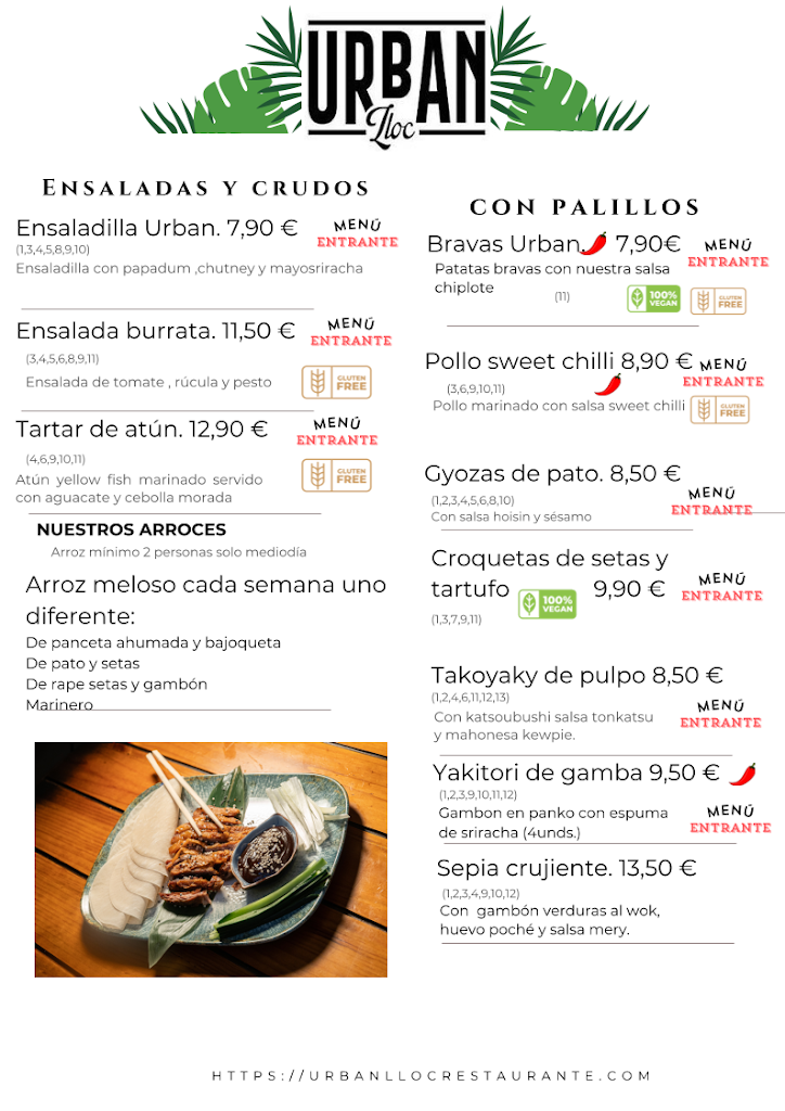 Urban Lloc restaurante — Carta