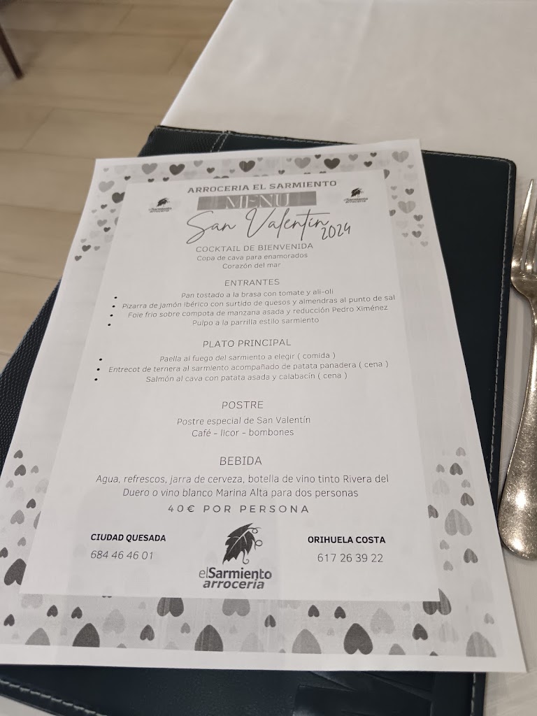 Arroceria el Sarmiento — Carta
