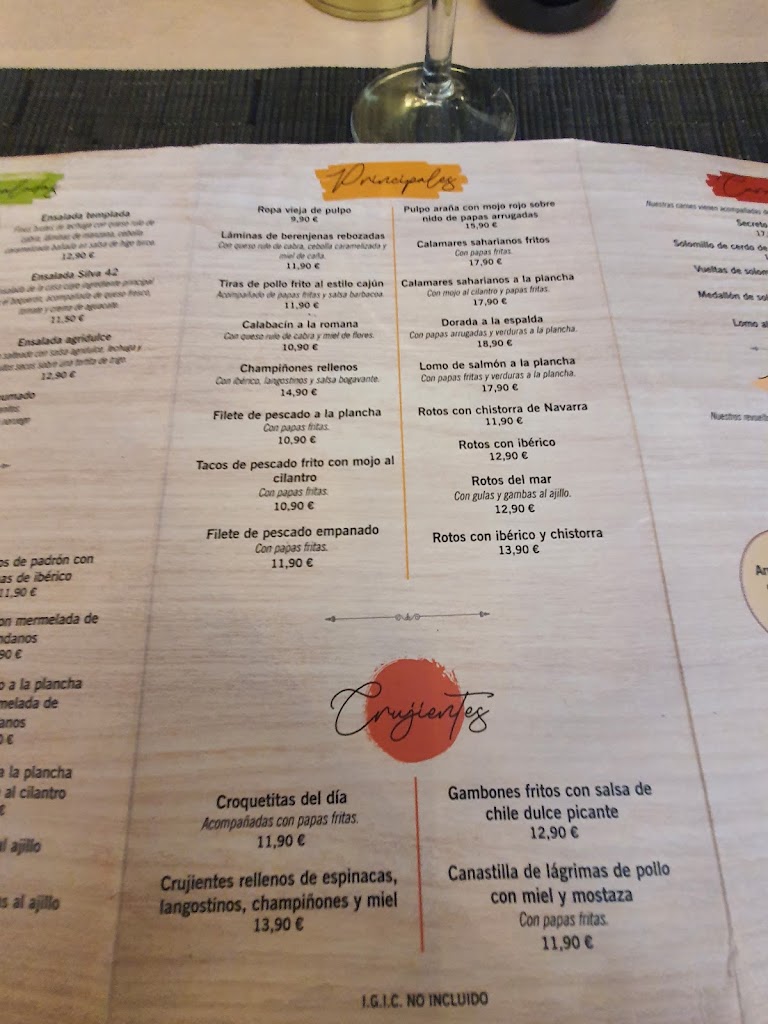 Silva 42 Restaurante — Carta
