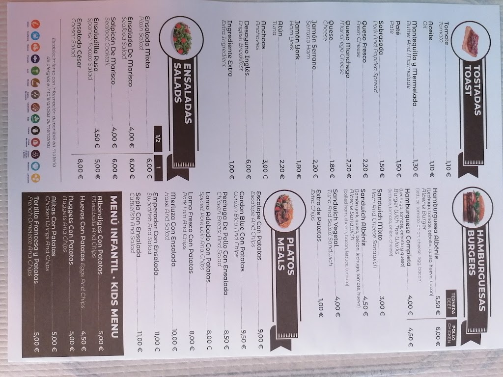 Cafe Bar Albeniz — Carta