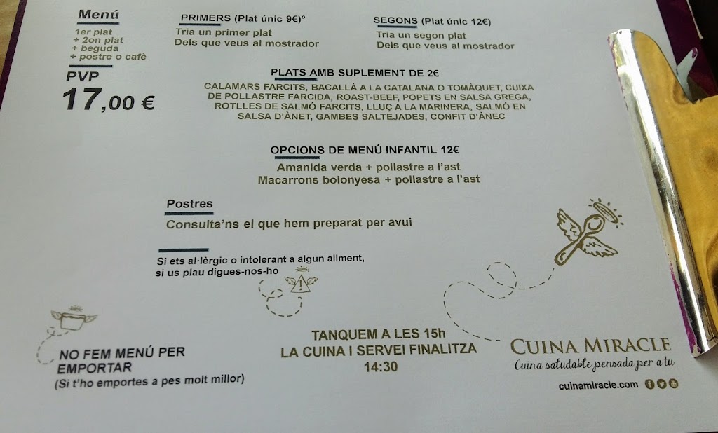 Cuina Miracle — Carta
