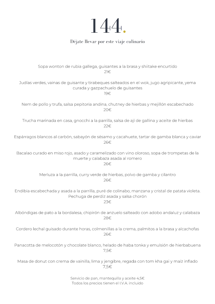 144. Restaurante — Carta