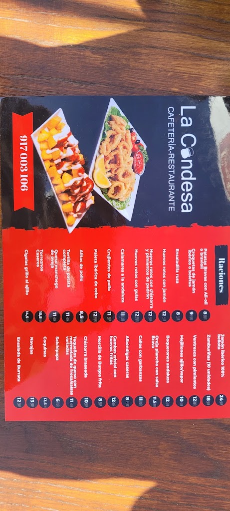 Restaurante La Condesa — Carta