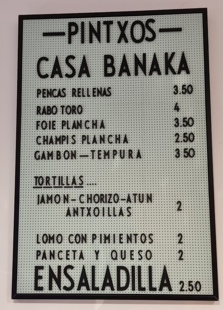 Bar BANAKA — Carta