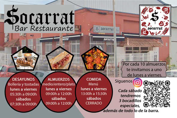 Bar Restaurante Socarrat, Rafelbunol, Valencia — Carta